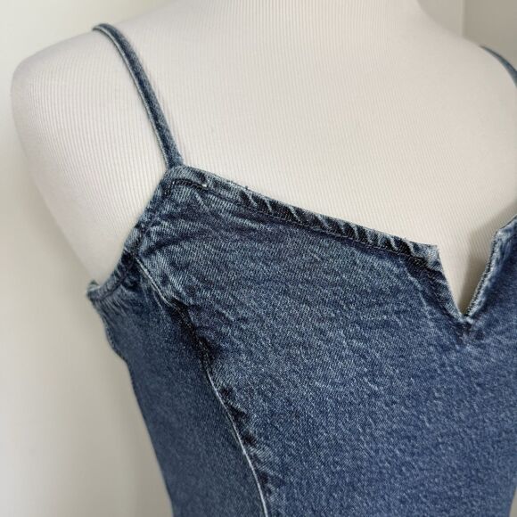 Gap Denim Mini Dress Western Womens Blue Jean Spaghetti Strap Y2K - Picture 6 of 12
